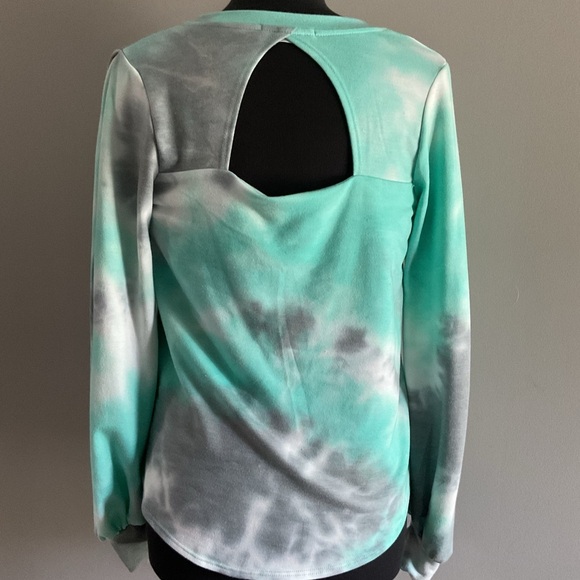 Skin Green and Blue Tie Front Relaxed Hoodie - Picture 2 of 3